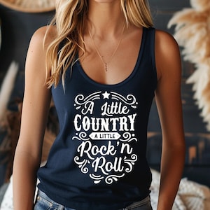A Little Country A Little Rock and Roll Tank Top, Music Festival Tee, Old School Rock, Retro 80&#39;s, Music Lover, Band Merch, 90&#39;s Tee Cowgirl
