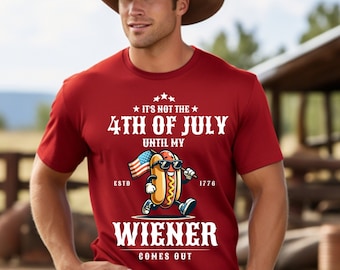 Não é 4 de julho até que minha salsicha seja lançada, camisa de 4 de julho, camiseta engraçada de cachorro-quente, 4 de julho retrô, camiseta do Dia da Independência