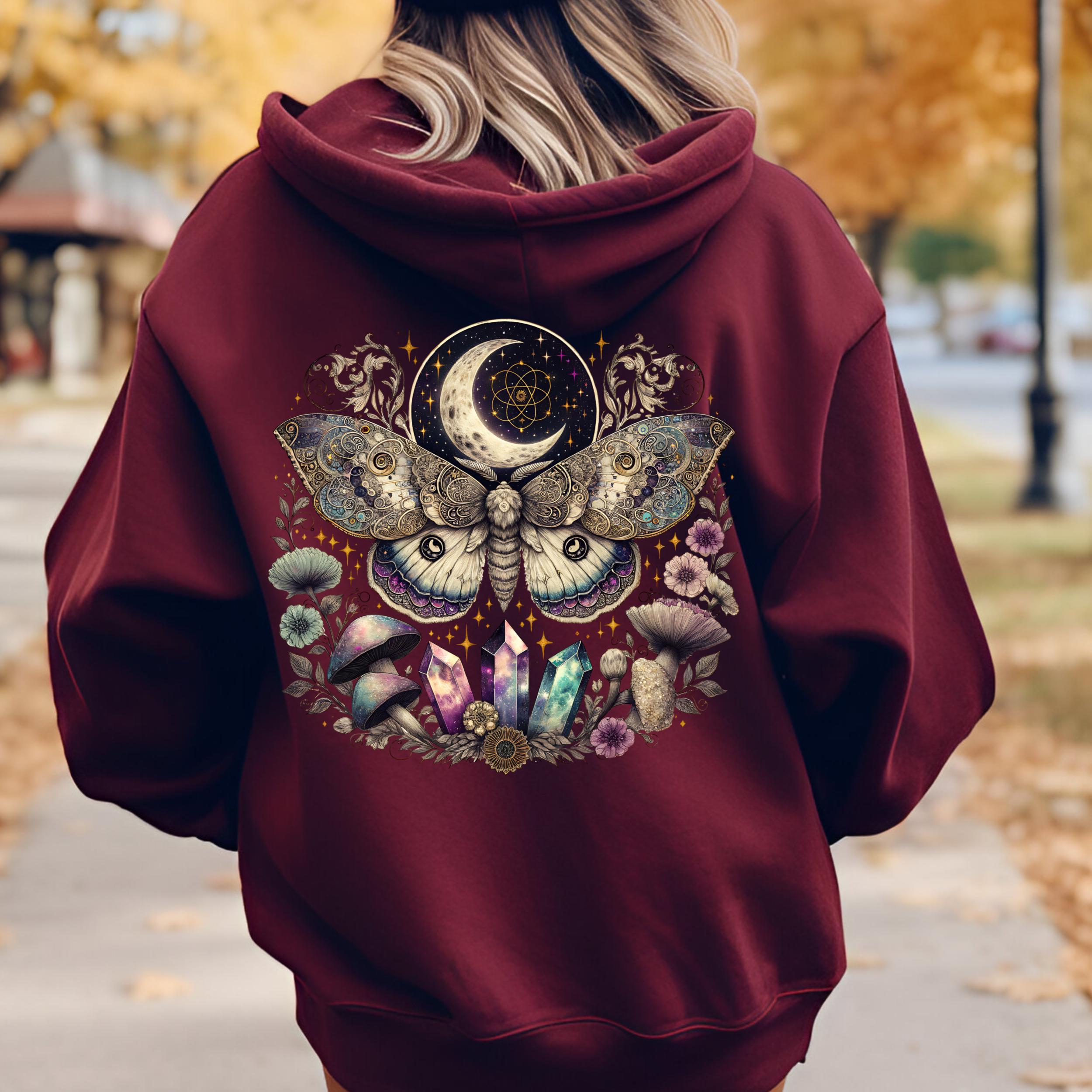 Luna Moth Hoodie, Nature Forest Sweatshirt, Cottage Core Hoodie
