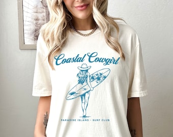 Coastal Cowgirl Shirt, Comfort Colors® Vintage Inspired Western Aesthetic Rodeo T Shirt Retro Country Concert, Gift For Cowgirl, Horse Shirt