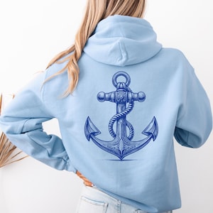 Nautical Anchor Hoodie, Captain Sweatshirt, Hoodie for Sailors, Ship Captain Mate Gift, Nautical Apparel, Boating Hoodie, Ocean Life Gift