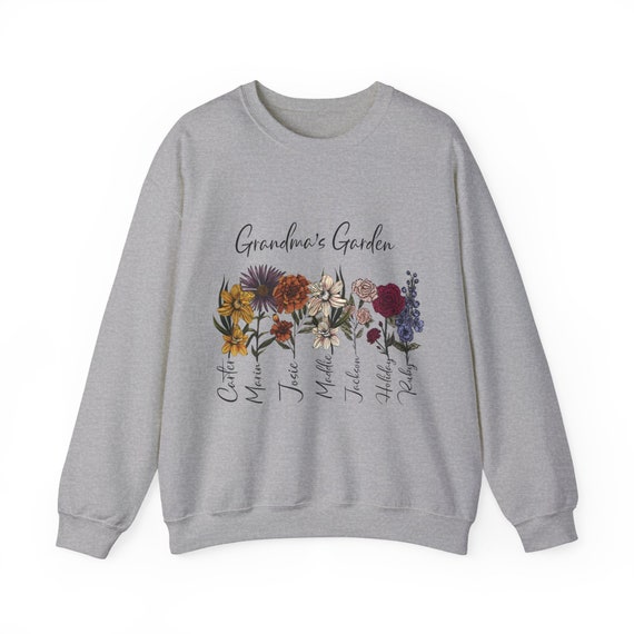 Custom Grandma's Garden Sweatshirt, Personalized Birth Month