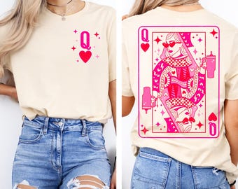 Camiseta de la reina de corazones, camiseta feminista retro, camiseta de naipes, reina de cumpleaños, camiseta feminista para mamá, regalo para mamá, camiseta del día de la madre de gran tamaño