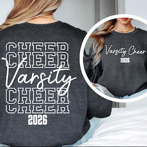 Senior Varsity Cheer Sweatshirt, Klasse von 2026 Geschenk Personalisierte Senior Cheer Crewneck Cheerleader Bekleidung Benutzerdefinierte Abschlussfeier 2026 Geschenk