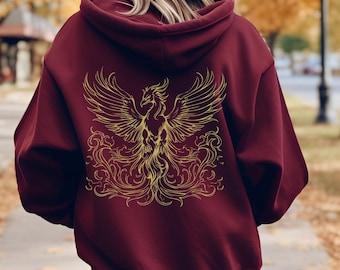 Phoenix Rising Hoodie, Rise From The Ashes, Rebirth Gift, Greek Mythology Mythical Hoodie Empowering Shirt Feminist Shirt Inspiration Hoodie