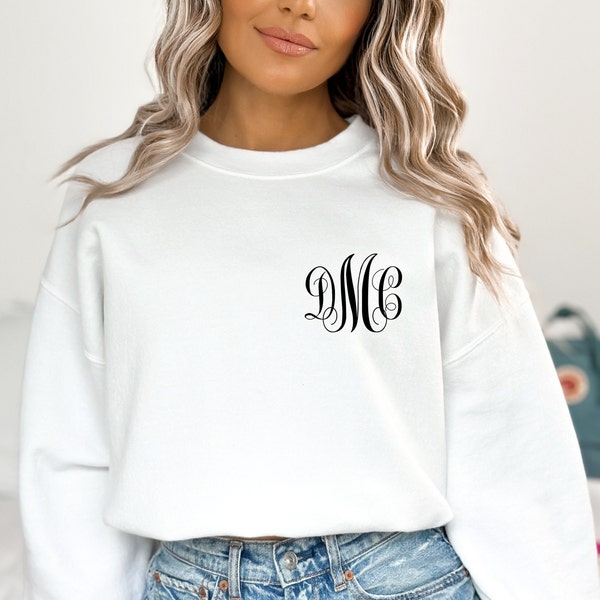 Monogrammed Sweatshirt, Monogram Sweater, Personalized Name Crewneck, Personal Unisex Gift, Plus Sizes, Custom Monogram Pullover