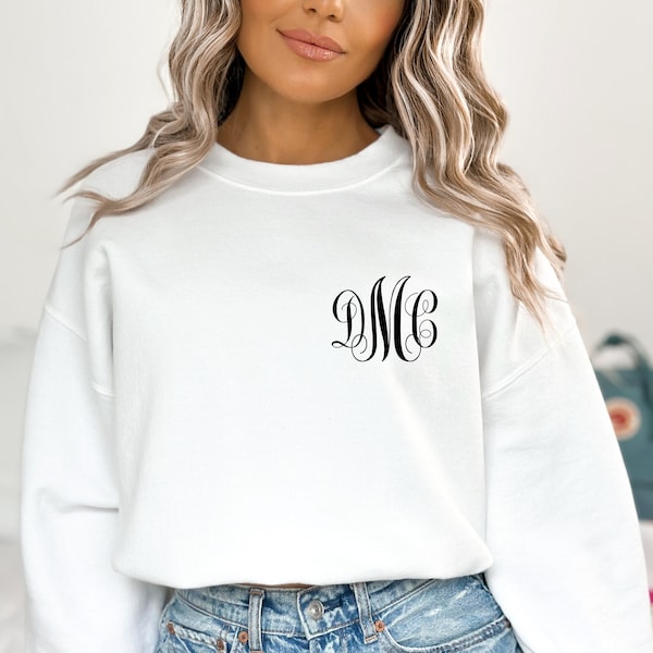 Monogrammed Sweatshirt, Monogram Sweater, Personalized Name Crewneck, Personal Unisex Gift, Plus Sizes, Custom Monogram Pullover