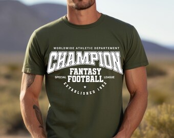 Camiseta de campeón de Fantasy Football, Fantasy League, ropa para fanáticos de los deportes, regalo para jugadores, Fantasy Championship, espíritu de equipo, leyenda de Fantasy