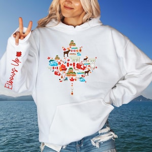 Ellbogen hoch Kanada Hoodie, stolzes kanadisches Sweatshirt, Ahornblatt Geschenk, kanadisches Stolz Shirt, Pro-Kanada, Kanada-Flagge, Kanada stark