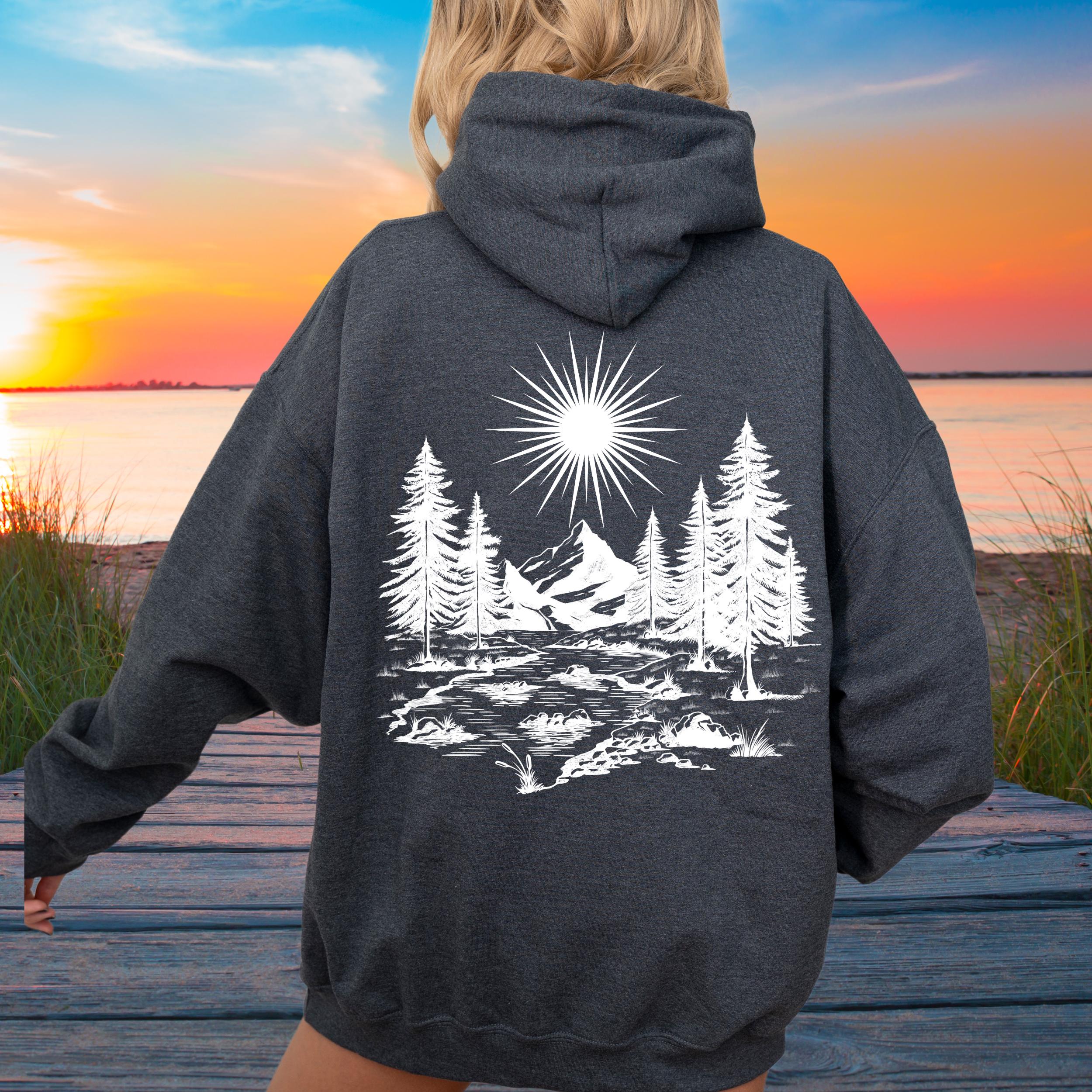 Nature Hoodie, Cottage Core Clothing, Mountain Hiking Gift, Y2K 