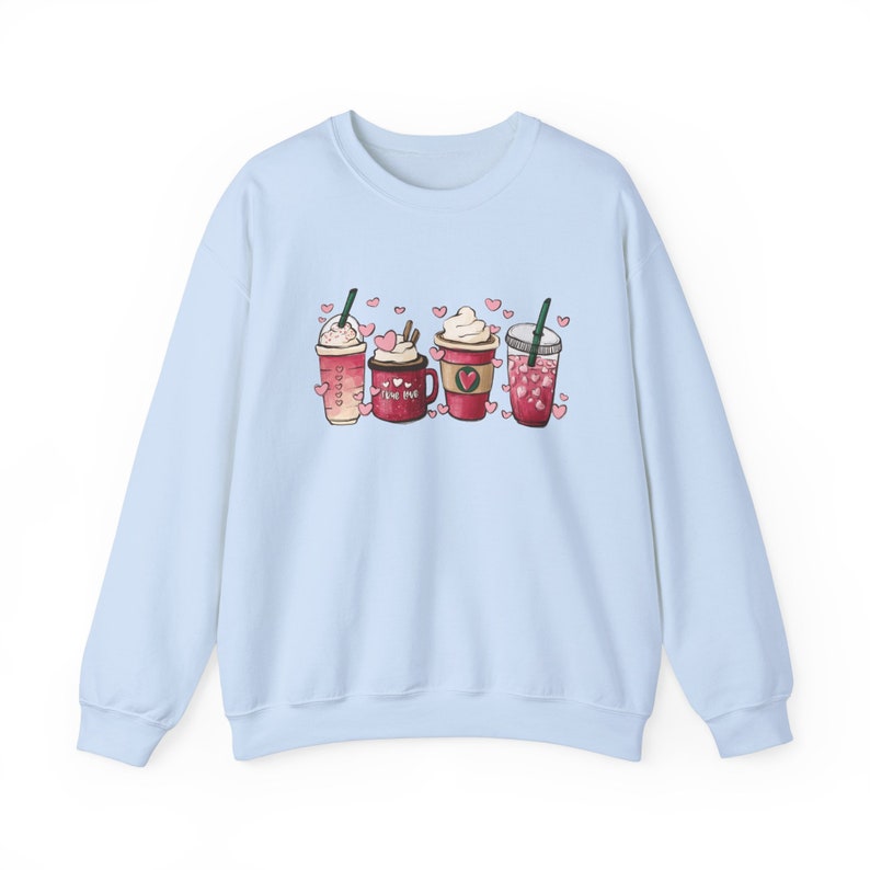 Sudadera de café del día de San Valentín, cuello redondo de la persona del café, San Valentín personal, regalo de mamá de papá, camisa del corazón imagen 6