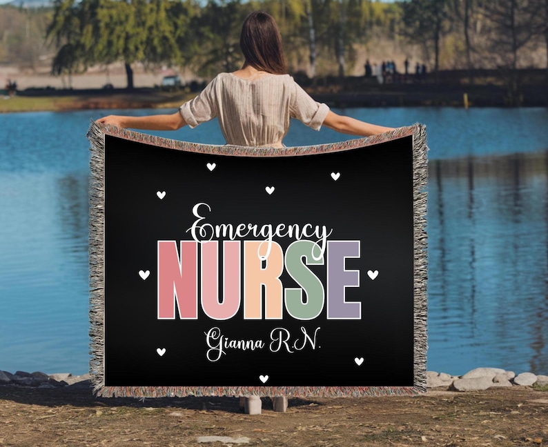 Personalized Nurse Blanket Custom Woven Throw With Name Gift for Nurses