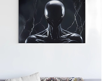 Arte de la pared Mármol Alien Lienzo Impresión Arte OVNI Pintura Decoración del hogar Habitación Diseño de muebles Espacio paranormal Arte Espacio Pintura Regalo Regalo único