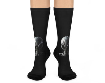 Cryptic Crow - Calcetines grises acolchados con extraterrestres