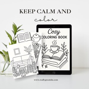 Cozy Book Lover Coloring Book: 20 Printable Minimalist Pages (PDF Download)