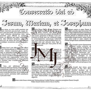 Latin Morning Consecration Prayer Print - Jesus, Mary, and Joseph Devotion - Holy Family  - Catholic Daily Prayer - Spiritual Home Decor