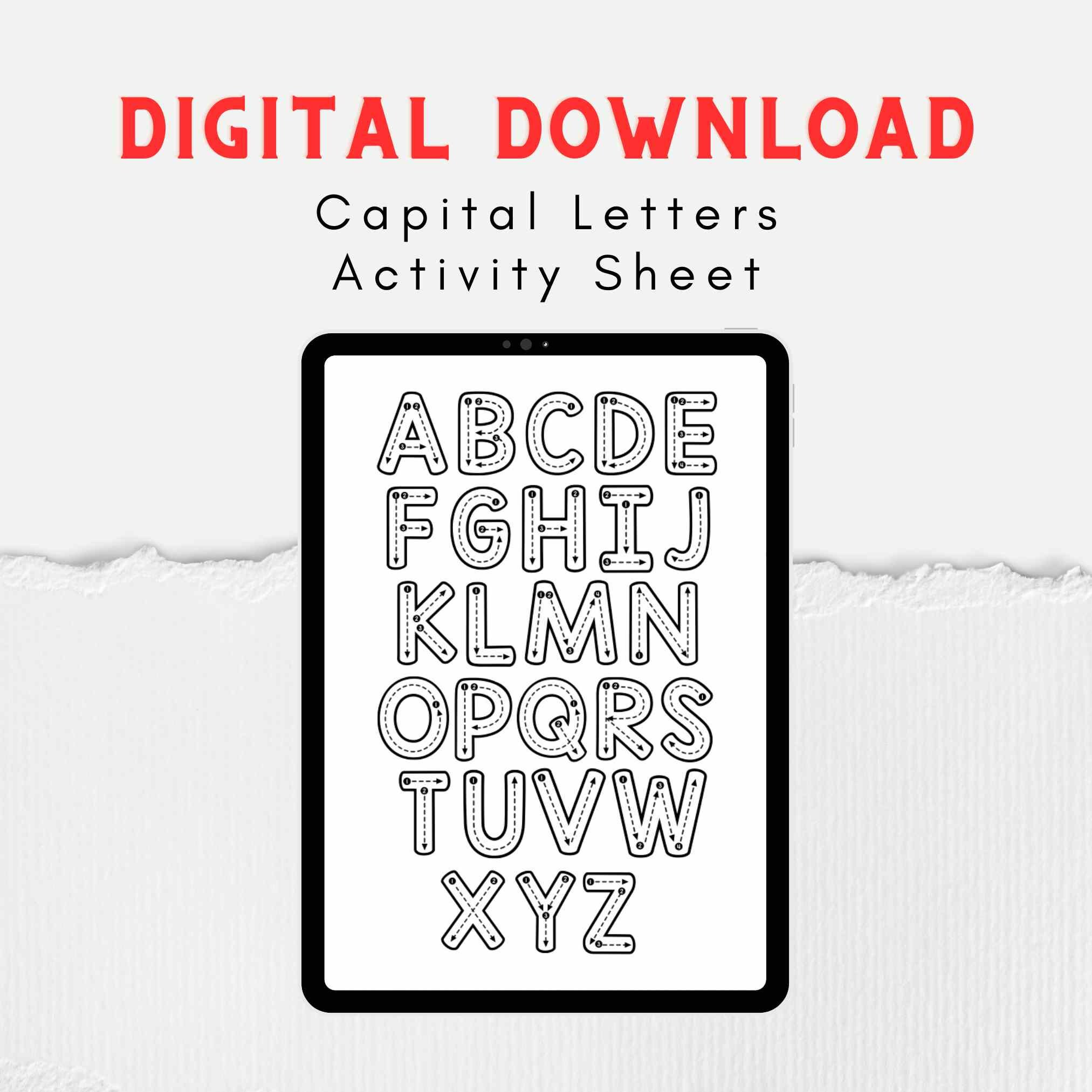 Traceable Capital Letter Worksheet Etsy