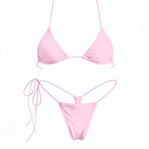 Microkiniset van effen lycra | Babyroze | Stripperbikini | Exotische danskleding | GrlFriday Shop