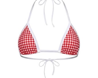 Picnic Mini Tri-Kini Top | Stripper Bikini | Red Gingham | Exotic Dancewear | GrlFriday Shop