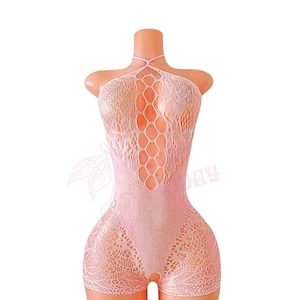 Pastel Pink Mesh Halter Romper - Exotic Dancewear