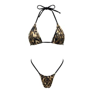 Tri-kini-set met luipaardprint | Stripperbikini | Exotische danskleding | GrlFriday Shop