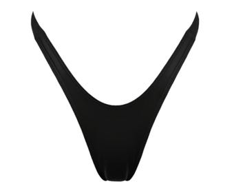 Retro High Thigh Cut Stripper Thong | Black | Exotic Dancewear | GrlFriday Shop | 80s Bikini