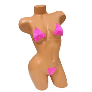Hot Pink Rhinestoned Bling Microkini - EXOTIC DANCEWEAR - RAVEWEAR - GrlFriday Shop