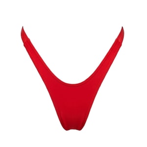 Retro High Thigh Cut Stripper Thong | Red | Exotic Dancewear | GrlFriday Shop | 80s Bikini