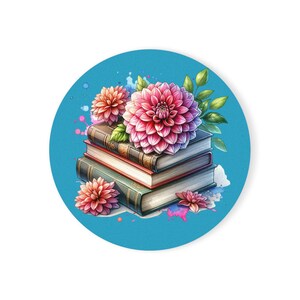 Books and Dahlias Coaster
