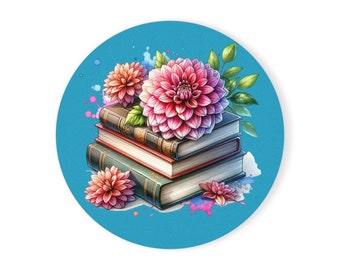 Books and Dahlias Coaster