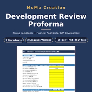 Development Proforma Excel Template | 3-Version Bundle Bilingual English 中文 | Zoning FSR Compliance & Financial Analysis | GTA