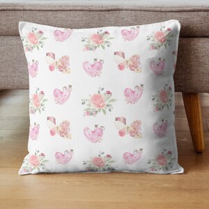 Coquette room decor, Vintage pink pillow, Girls&#39; room decor, Vintage floral pattern, Inspirational throw pillow, Pink patterned cushion