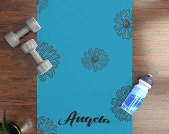 Personalized Daisy Yoga Mat, Customizable Yoga Mat, Yoga Teacher Gift, Yoga Gifts, Rubber Bottom Yoga Mat, Inspirational Yoga Mat