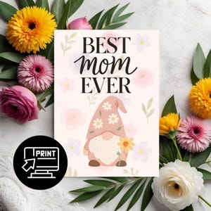 Jeu de cartes pour la fête des mères, 3 cartes à impression numérique avec motif floral pastel, style papier kraft, esthétique mignonne, cartes de voeux minimales pour maman