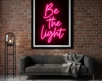 "Pinkes ""Be The Light"" Zitat Print: Moderne Wandkunst (Digitaler Download)"