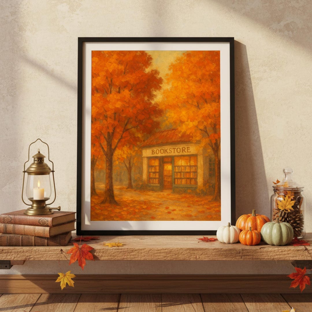 Fall Bookstore Signs Vintage Fall Bookstore Print: Cozy Autumn Decor (digital Download) - Etsy