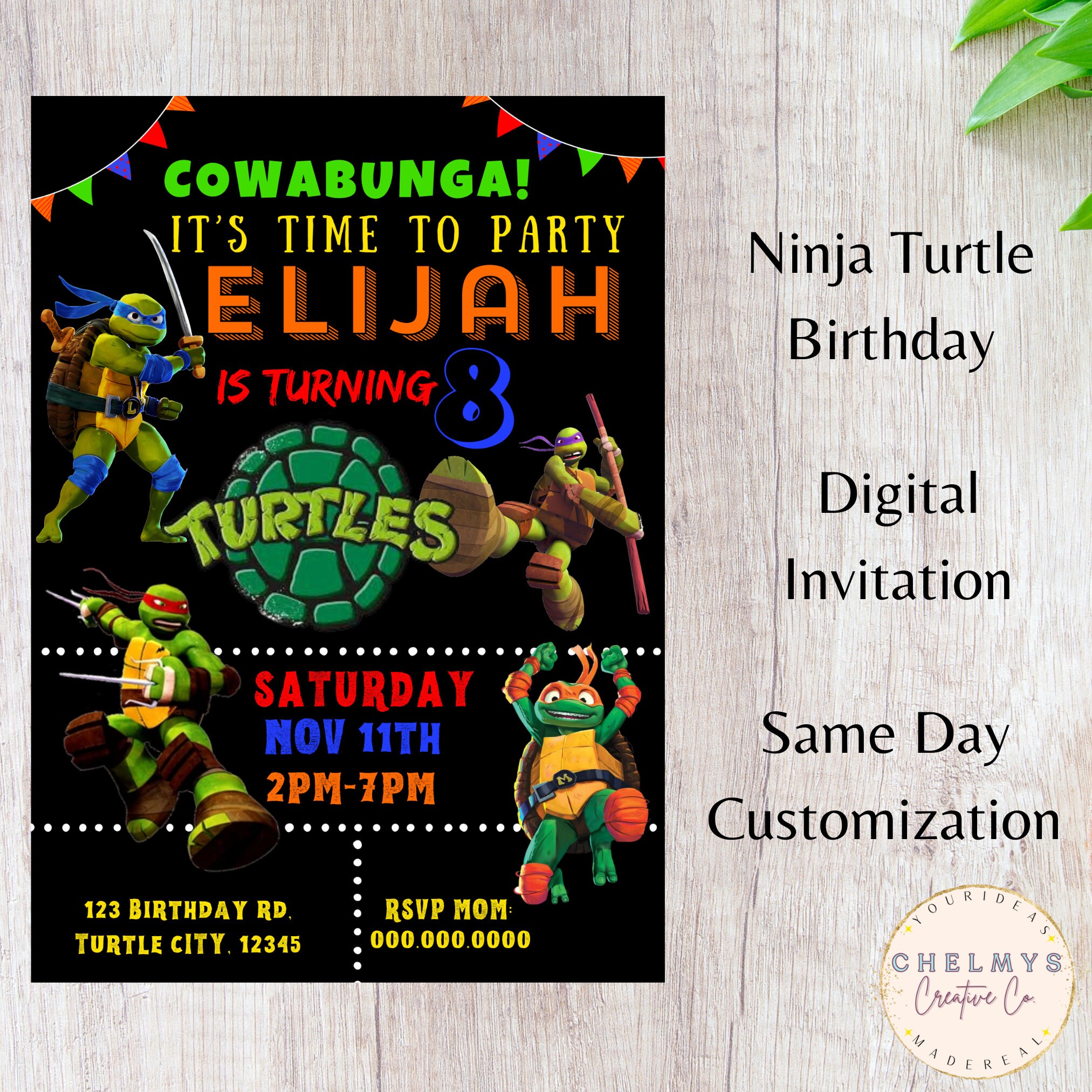 Teenage Mutant Ninja Turtles Mutant Mayhem Birthday Invitation