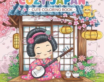 Cozy Japan Coloring Book, Kawaii Art for All Ages (Digital Download)