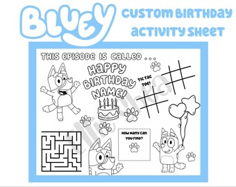 Bluey Birthday Coloring Sheet - Etsy