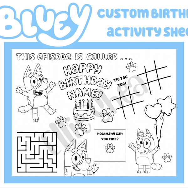 Birthday Bluey Coloring Sheets - Etsy