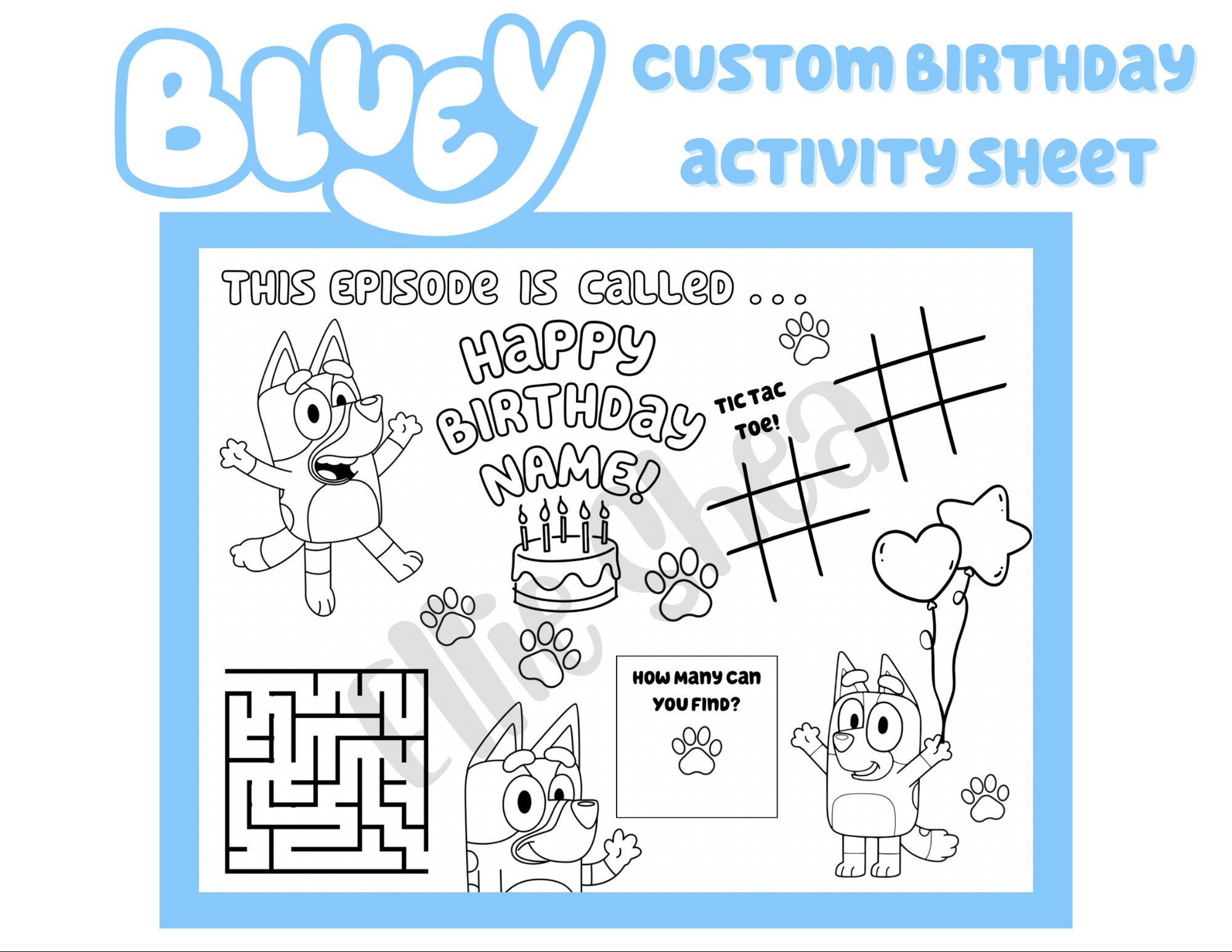 Bluey Birthday Coloring Pages - Il Fullxfull.5298834947 T2rr 