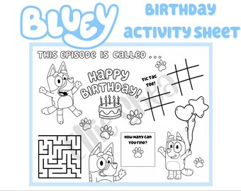 Custom Bluey Birthday Coloring Sheet - Etsy