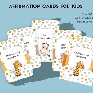 KIDS' Freundlichkeit und Empathie Affirmation Karten | Kids 50er-KartenPack | Ausdruckbare Affirmationskarten Set | Bundle Kids Affirmation 5x7 Karten