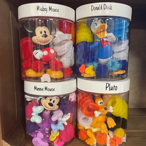 Mickey, Minnie, Donald, and Pluto Playdough on the Go Jars/ Party Favors