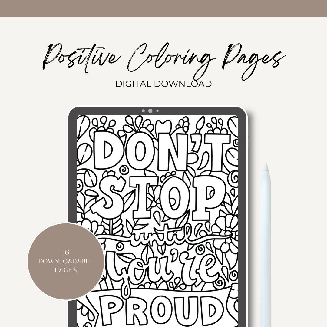 Printable Joyful Positive Coloring Pages Uplifting Coloring - Etsy