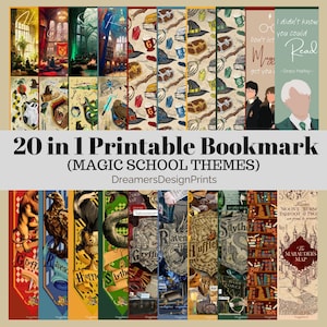 20 in 1 Printable Bookmark Instant Download for Art and Journaling of Magic School for Wizard and Muggle zdjęcie 1