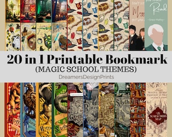 20 in 1 Printable Bookmark Instant Download for Art and Journaling of Magic School for Wizard and Muggle