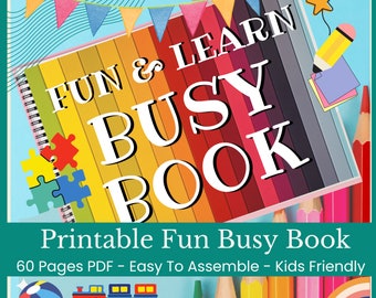 60 pages PDF Printable Busy Book Quiet Book Solving Puzzle Abc and Numbers For Toddler Digital Download
