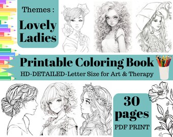 30 Pages Printable Coloring Book Collection for Art & Therapy