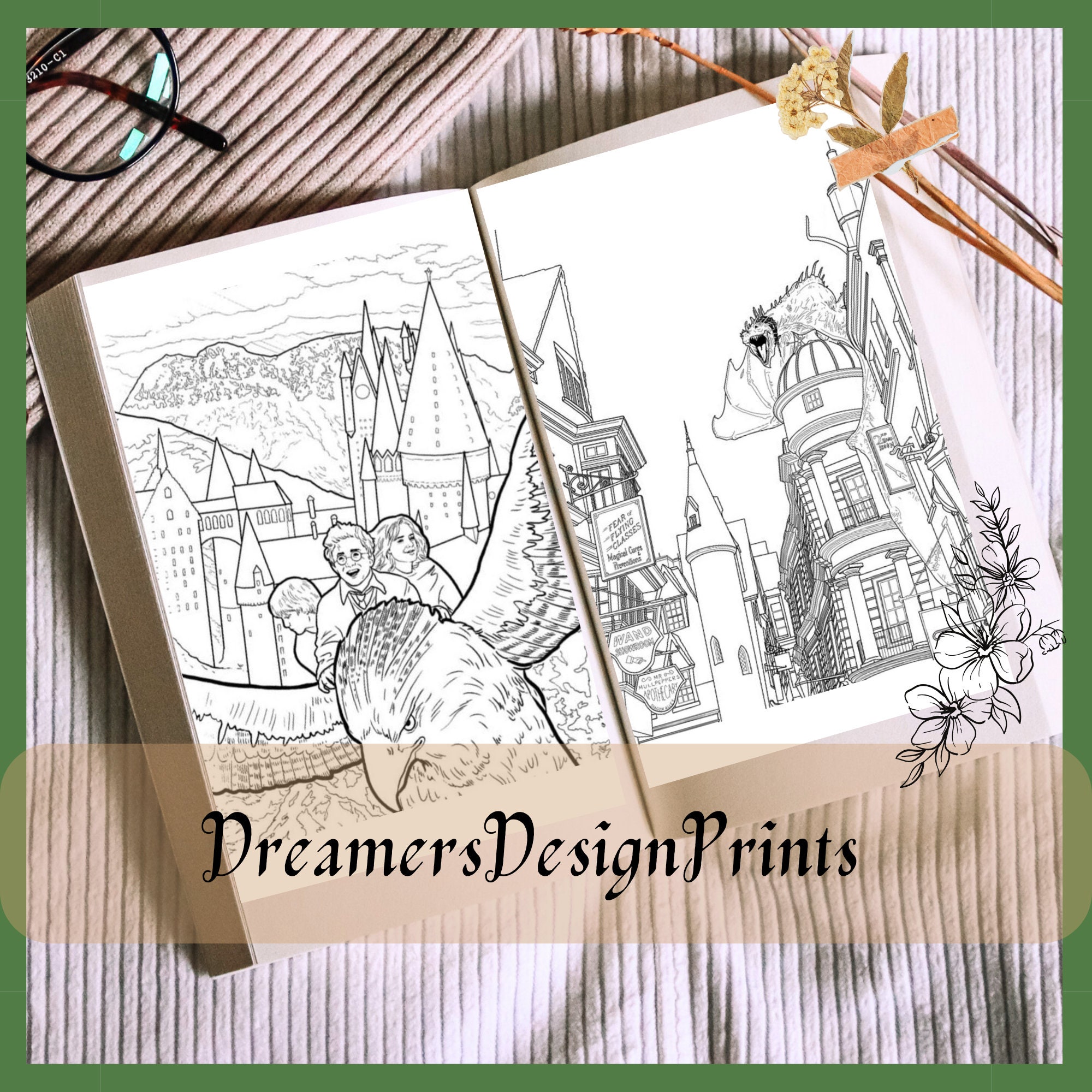 30 Pages Printable Coloring Book Collection for Magic School of Wizard ...
